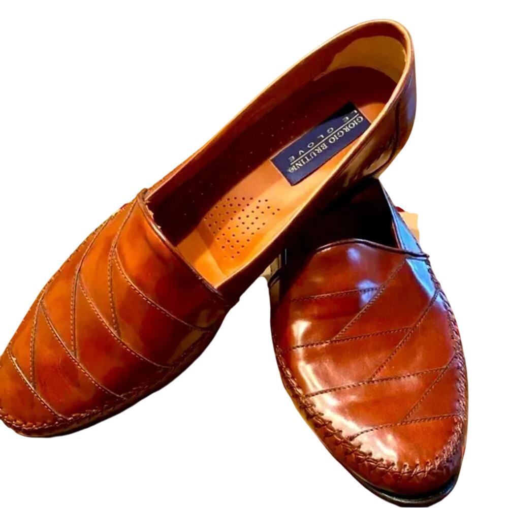 Giorgio Brutini Le Glove Slip On Leather Loafers Made in Brazil, Brand New
